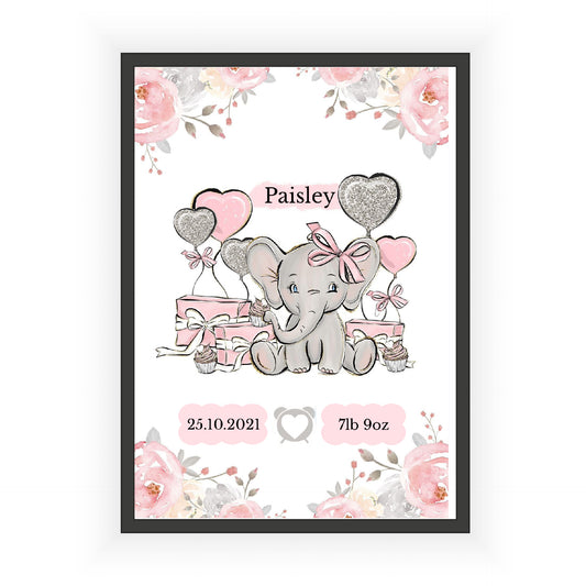 Personalised Pink Elephant Print