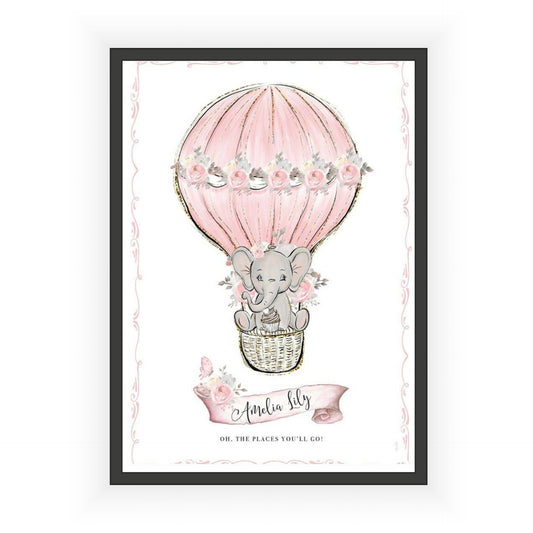 Personalised Pink Hot Air Balloon Print