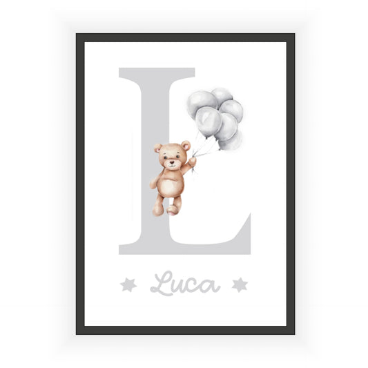 Personalised Grey Initial Print